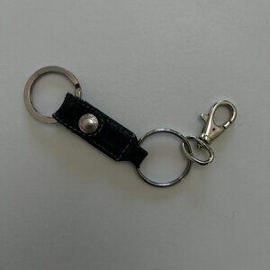 Coach KeyChain Black leather keychain with silver hardware